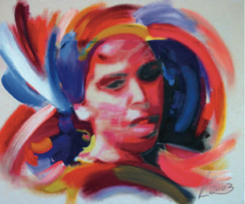 Lady with the spinning head - Painting by Kave Atefie