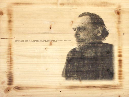 Stolen words, dirty old Man ... by Kave Atefie - Digitaler Thermotransferdruck auf Holz, bearbeitet